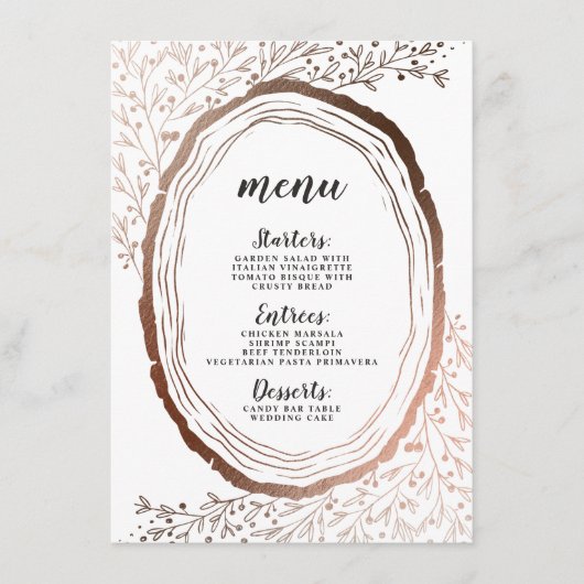 Rustieke houten plak koperen Folie herfst Herfst d Menu (Voorkant)