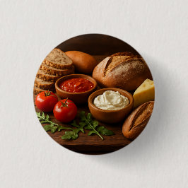 Rustieke houten plank met ambachtelijke broodjes k ronde button 3,2 cm