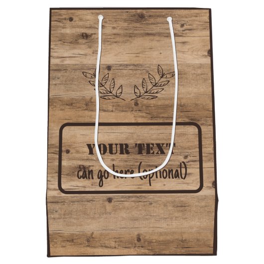 Rustieke houten plank met optionele tekst geschenk medium cadeauzakje (Achterkant)