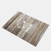 Rustieke houten planken met Shabby Chic Monogram Deurmat (Schuin)