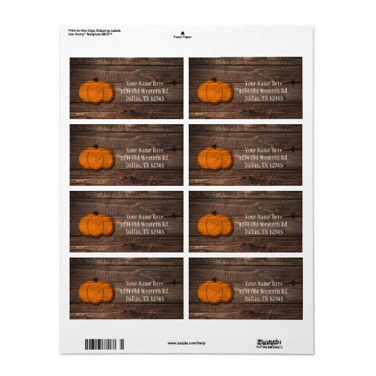 Rustieke Houten Pompoen Halloween Najaarsuitnodigi Etiket (Full Sheet)
