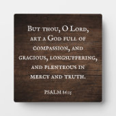 Rustieke houten psalm 86:15 Schrift Verse Fotoplaat (Voorkant)