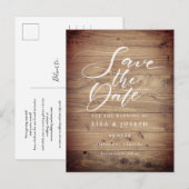 Rustieke Houten QR Code Script Trouwkaart Save the Briefkaart (Voorkant / Achterkant)