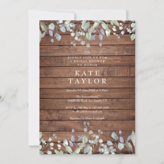 Rustieke Houten Salie en Sering Bloemrijke Bruidsd Kaart (Voorkant)