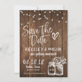 Rustieke houten Save the Date met Metselwerkpotten Kaart (Voorkant)