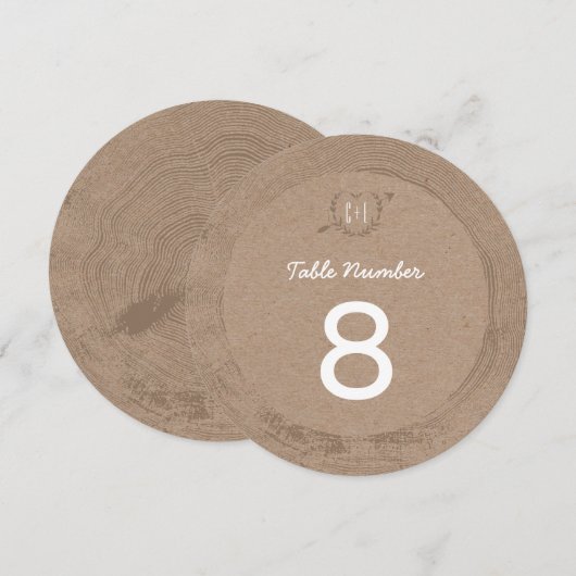 Rustieke houten schijf | Tafelnummer (Voorkant / Achterkant)