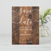 Rustieke houten schuur Boho Chic bruiloft Save The Date (Staand voorkant)
