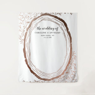 Rustieke Houten Slice Koper Folie Fotocabine Achte Wandkleed