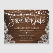 Rustieke houten slingerlichten bruiloft save the d (Voorkant)