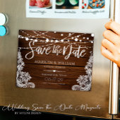 Rustieke houten slingerlichten bruiloft save the d