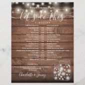 Rustieke houten slingerlichten bruiloftsprogramma  (Voorkant)