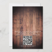 Rustieke houten slingerlichten Elegante QR-code br Kaart (Achterkant)