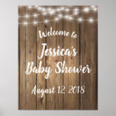 Rustieke Houten Slingerlichten Evenement Baby Show Poster (Voorkant)