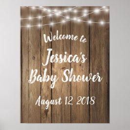 Rustieke Houten Slingerlichten Evenement Baby Show Poster