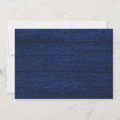 Rustieke houten slingerlichten Navy-blauw bruiloft Save The Date (Achterkant)