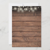 Rustieke houten slingerlichten script bruiloft kaart (Achterkant)