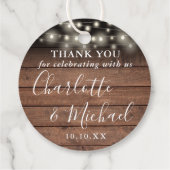 Rustieke houten slingerlichtjes huwelijksgunst bed bedankjes labels (Achterkant)