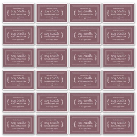 Rustieke Houten Sojakaars Labels 24x Burgundy (Voorkant)
