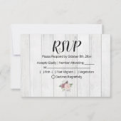 Rustieke houten stoffige roos waterverf bloem RSVP kaartje (Achterkant)