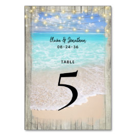 Rustieke Houten Strand Bruiloft Tafel Nummer Kaart
