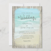 Rustieke Houten Strandhuwelijk Alles in Één QR Cod Kaart (Voorkant)