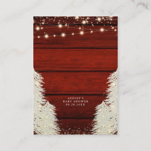 Rustieke Houten Strijklichten Boom Luier Raffle Informatiekaartje (Achterkant)