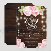 Rustieke Houten Strijklichten Bruiloft Lettering Kaart (Voorkant / Achterkant)