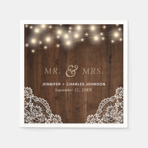 Rustieke Houten Strijklichten Kant   Trouwservet Servet