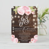 Rustieke Houten Strijklichten Lettering Verloving Kaart (Staand voorkant)