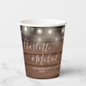 Rustieke Houten Strijklichten Signature Script Bru Papieren Bekers (Voorkant)