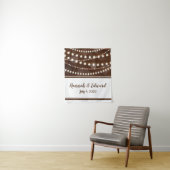 Rustieke houten string licht aangepaste bruiloft wandkleed (In situ)