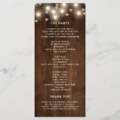 Rustieke houten string licht bruiloft programma (Achterkant)