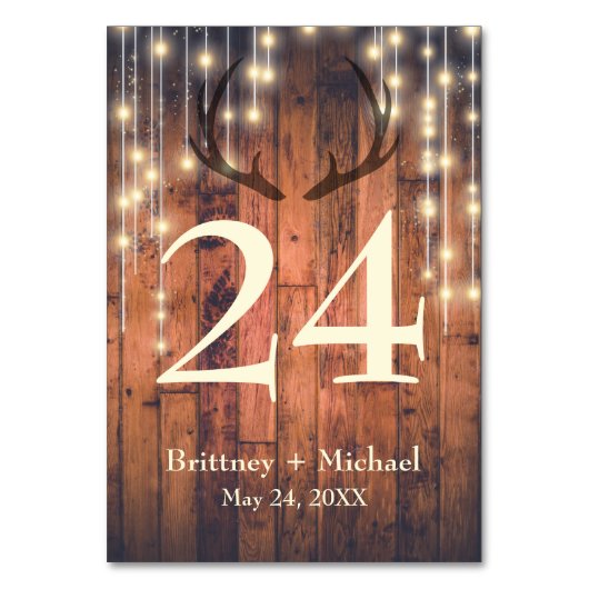 Rustieke houten string licht gewei tafel Kaart (Voorkant)