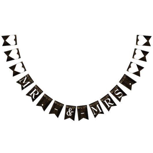 Rustieke houten string lichten Mr. Mrs. Wedding Vlaggetjes (Alle)