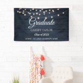 Rustieke houten String Lights Afstuderen Spandoek (Insitu)