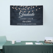 Rustieke houten String Lights Afstuderen Spandoek (Beurs)