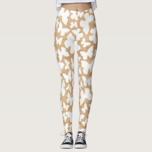 Rustieke houten textuur met vlinderpatroon leggings