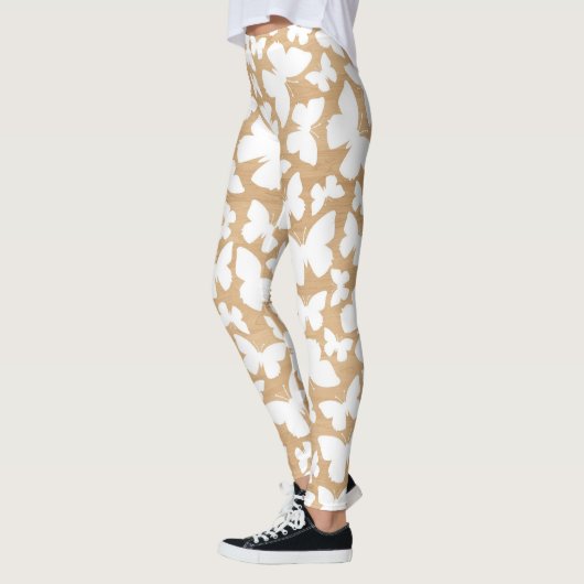 Rustieke houten textuur met vlinderpatroon leggings (Links)