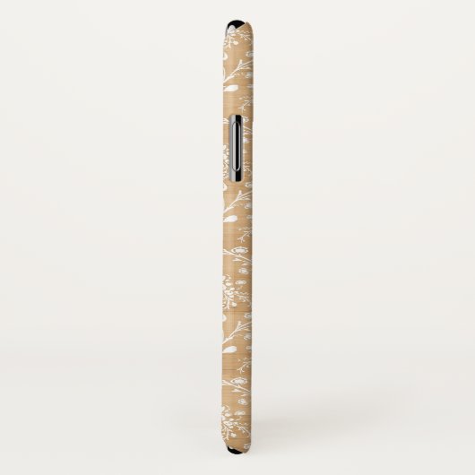 Rustieke houten textuur met witte bloemendamast Case-Mate iPhone case (Achterkant / rechts)