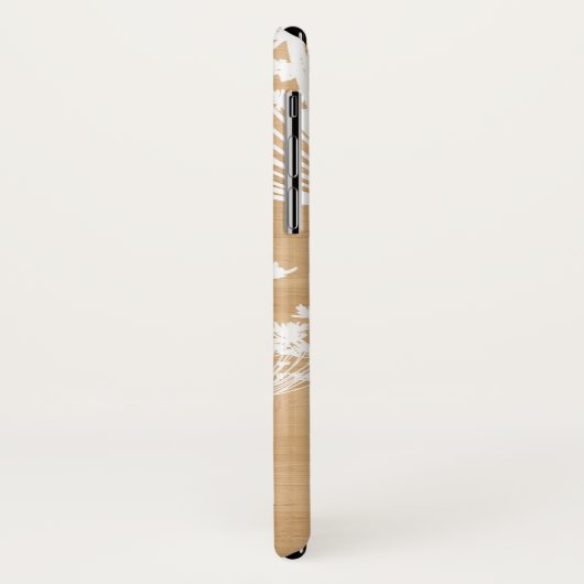 Rustieke houten textuur met witte paardebloemen Case-Mate iPhone case (Achterkant/links)