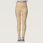 Rustieke Houten Textuur Met Witte Polka Dots Patro Leggings (Voorkant)