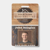 Rustieke Houten Tone Aannemer Logo ID Badge (Front)