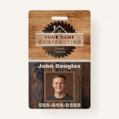 Rustieke Houten Tone Aannemer Logo ID Badge (Voorkant)