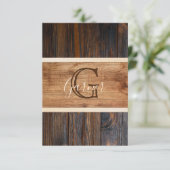 Rustieke houten Toon bruiloft flat dank u kaart (Staand voorkant)