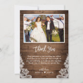 Rustieke houten Twinkle Lights trouwfoto dank u Bedankkaart (Achterkant)