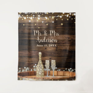 Rustieke houten vat lichten champagne & baby's ade wandkleed