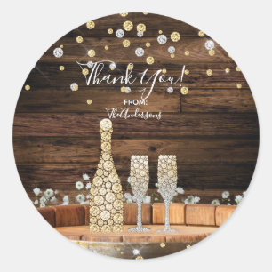 Rustieke Houten Vat Lichten Champagne Modern Feest Ronde Sticker