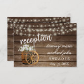 Rustieke houten vat witte bloemen - Receptie Kaart (Voorkant / Achterkant)