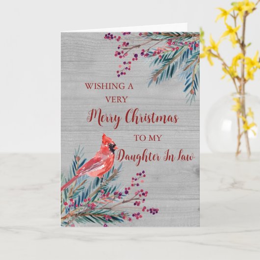 rustieke houten Waterverf dochter in wet kerst Kaart (Gele Bloem)