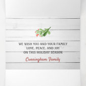 Rustieke houten waterverf gebladerte foto vakantie drieluik wenskaart (Binnenkant midden)